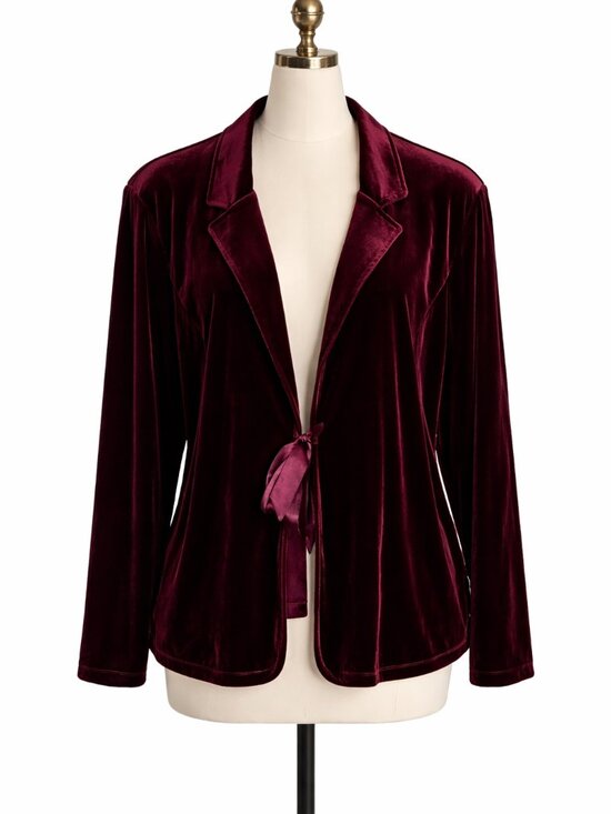 Notations Jackets & Blazers - Women's Velvet Tie Front Topper Jacket Size 2x Cranberry Red Notations Holiday